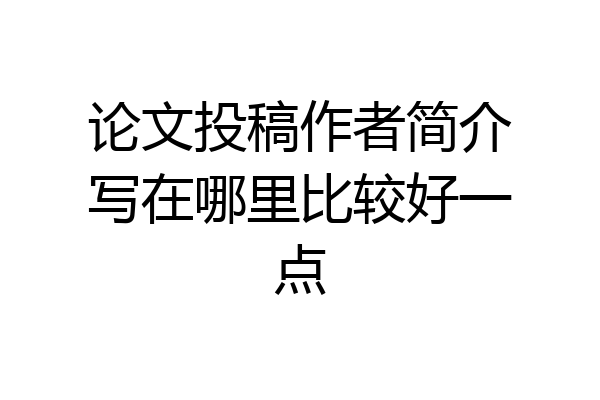 论文投稿作者简介写在哪里比较好一点