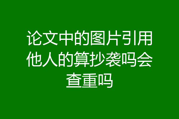 论文中的图片引用他人的算抄袭吗会查重吗
