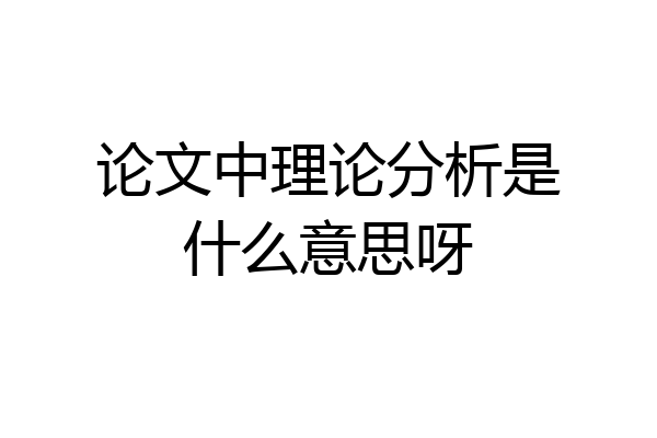 论文中理论分析是什么意思呀