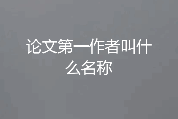 论文第一作者叫什么名称