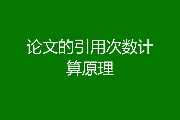 论文的引用次数计算原理