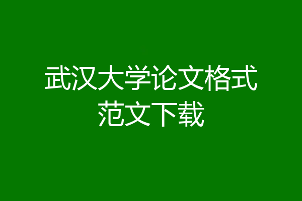武汉大学论文格式范文下载