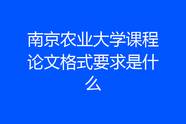 南京农业大学课程论文格式要求是什么