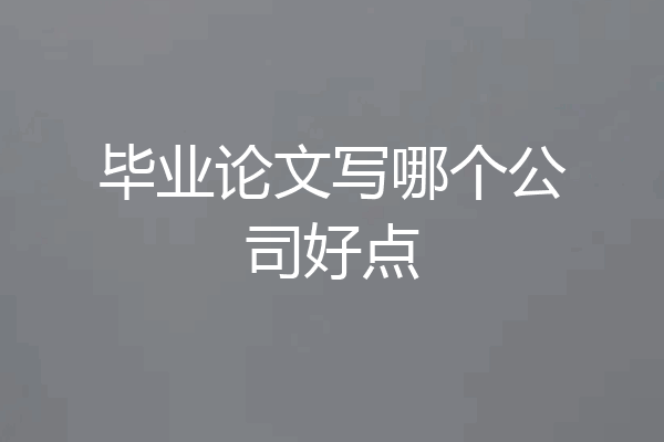 毕业论文写哪个公司好点