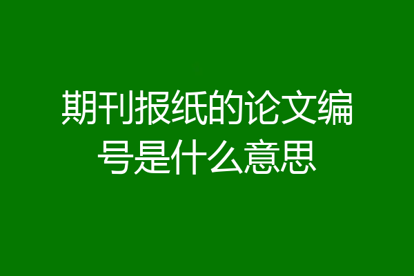期刊报纸的论文编号是什么意思