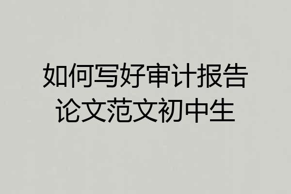 如何写好审计报告论文范文初中生