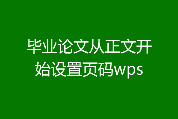 毕业论文从正文开始设置页码wps