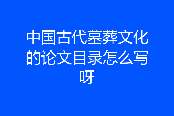 中国古代墓葬文化的论文目录怎么写呀