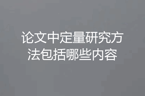 论文中定量研究方法包括哪些内容
