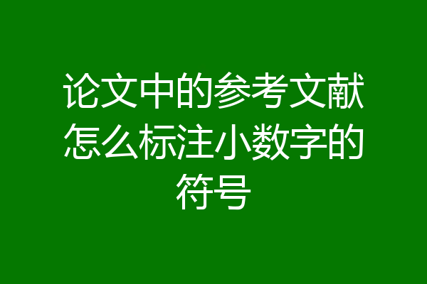论文中的参考文献怎么标注小数字的符号