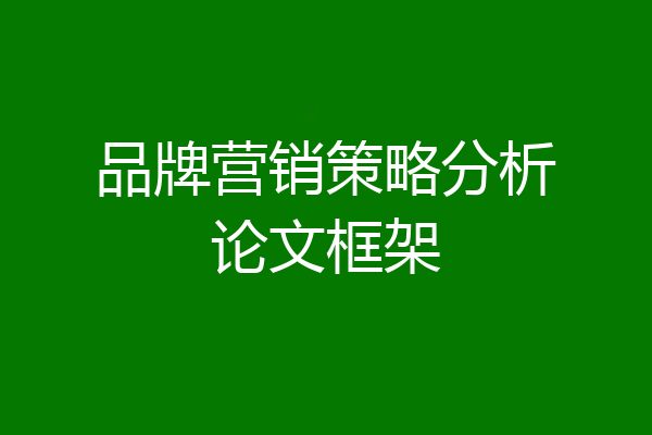 品牌营销策略分析论文框架