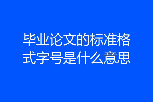 毕业论文的标准格式字号是什么意思