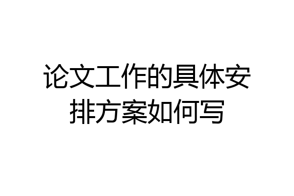 论文工作的具体安排方案如何写