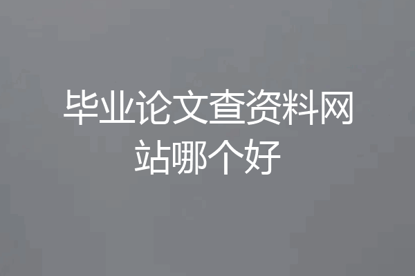 毕业论文查资料网站哪个好