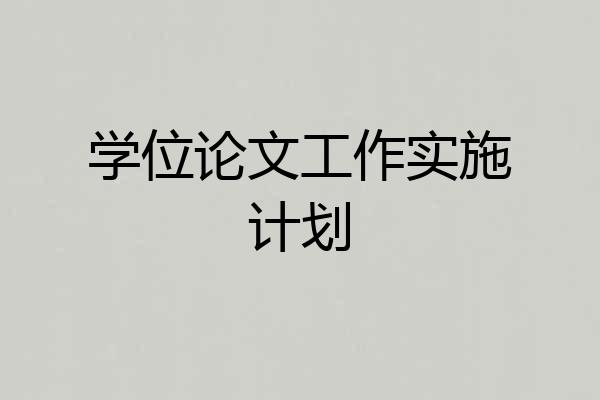 学位论文工作实施计划