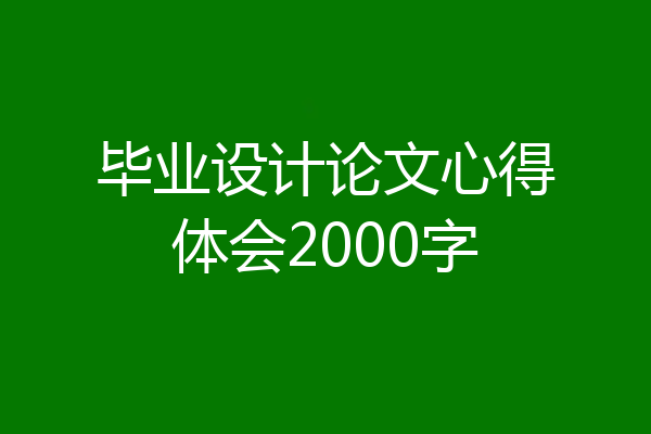 毕业设计论文心得体会2000字