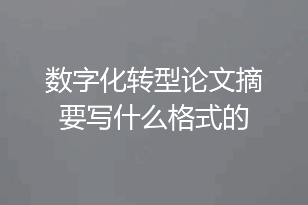 数字化转型论文摘要写什么格式的