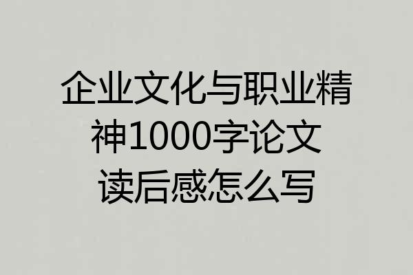 企业文化与职业精神1000字论文读后感怎么写