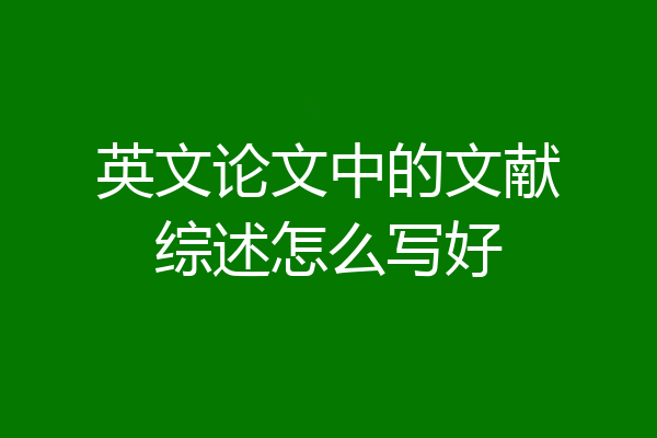英文论文中的文献综述怎么写好