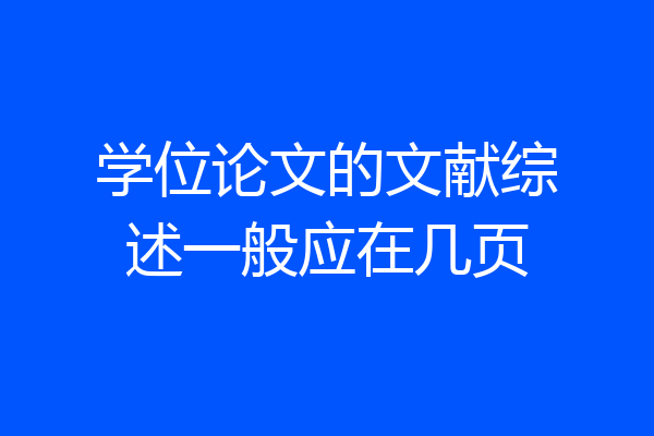 学位论文的文献综述一般应在几页