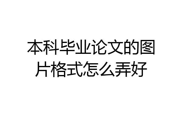 本科毕业论文的图片格式怎么弄好