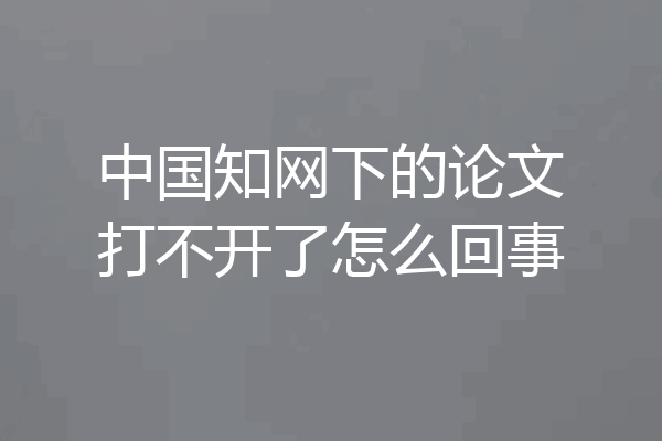 中国知网下的论文打不开了怎么回事