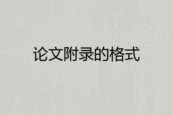 论文附录的格式
