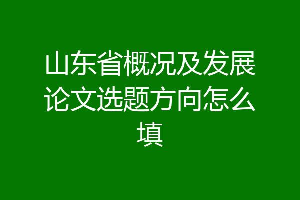 山东省概况及发展论文选题方向怎么填