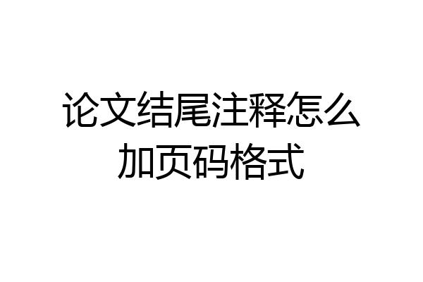 论文结尾注释怎么加页码格式
