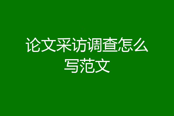 论文采访调查怎么写范文