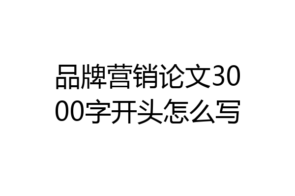 品牌营销论文3000字开头怎么写