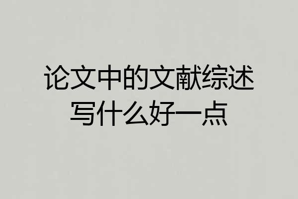 论文中的文献综述写什么好一点