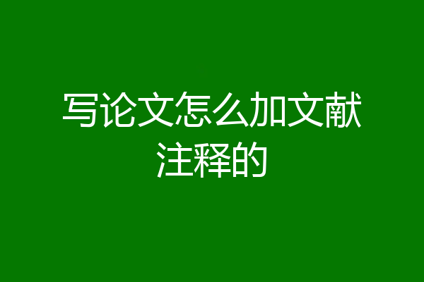 写论文怎么加文献注释的