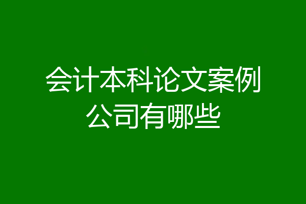 会计本科论文案例公司有哪些