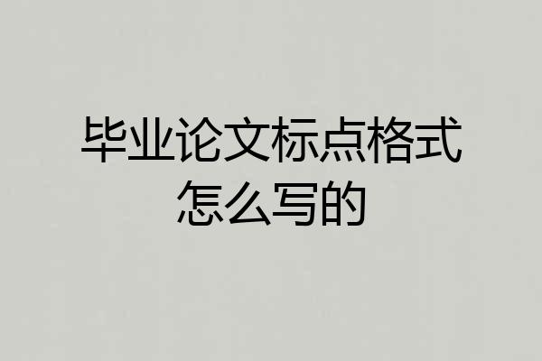 毕业论文标点格式怎么写的