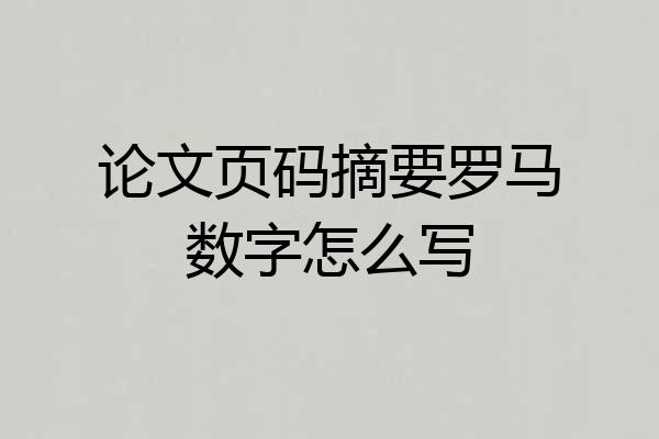 论文页码摘要罗马数字怎么写
