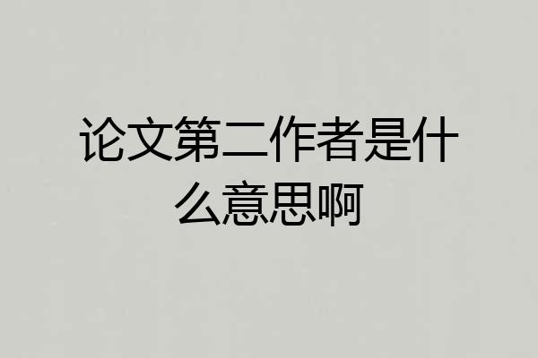 论文第二作者是什么意思啊