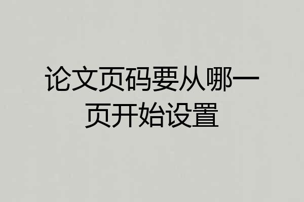 论文页码要从哪一页开始设置