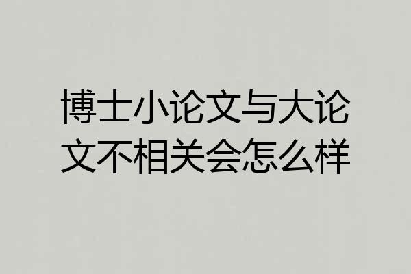博士小论文与大论文不相关会怎么样