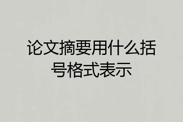 论文摘要用什么括号格式表示