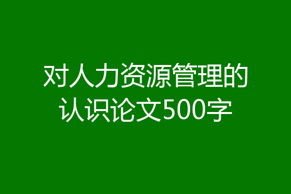 对人力资源管理的认识论文500字