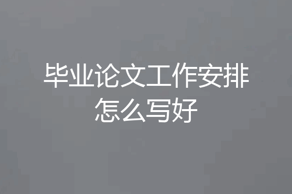 毕业论文工作安排怎么写好