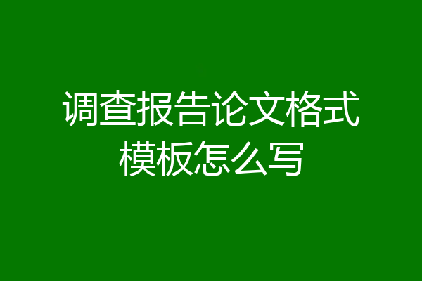 调查报告论文格式模板怎么写