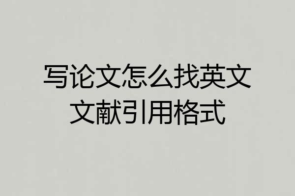 写论文怎么找英文文献引用格式