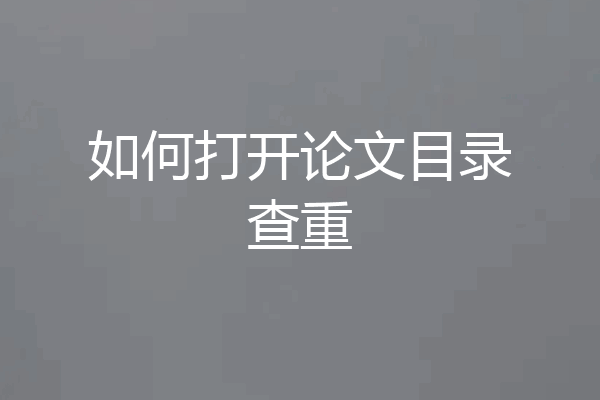 如何打开论文目录查重