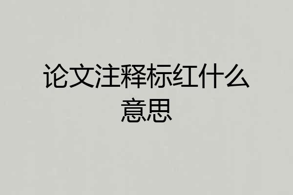 论文注释标红什么意思