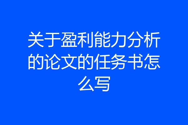 关于盈利能力分析的论文的任务书怎么写