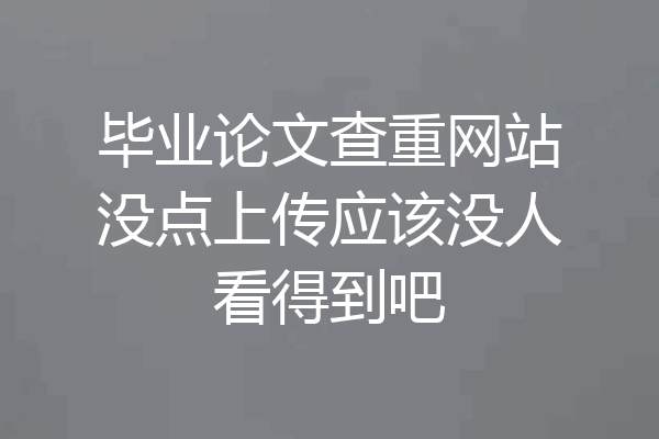 毕业论文查重网站没点上传应该没人看得到吧