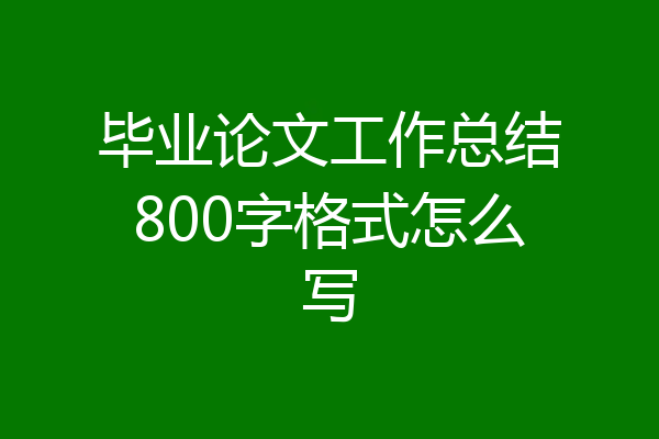 毕业论文工作总结800字格式怎么写