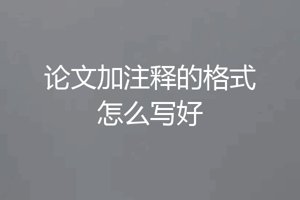 论文加注释的格式怎么写好
